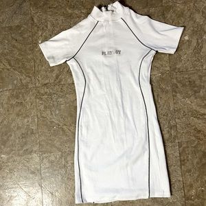 Playboy via Missguided Bodycon ribbed white and 3M Dress